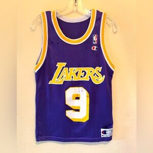 VINTAGE '90s Champion Lakers Jersey Van Exel Number 9 Size 36